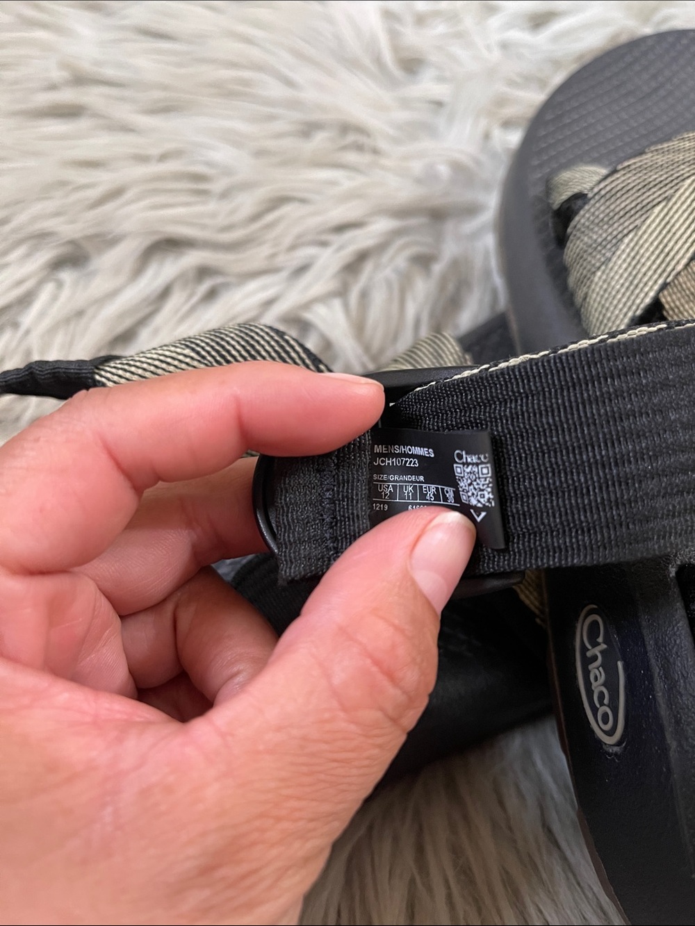 Chaco Black Sandals with Tan-Striped Webbing - Picture 7 of 7
